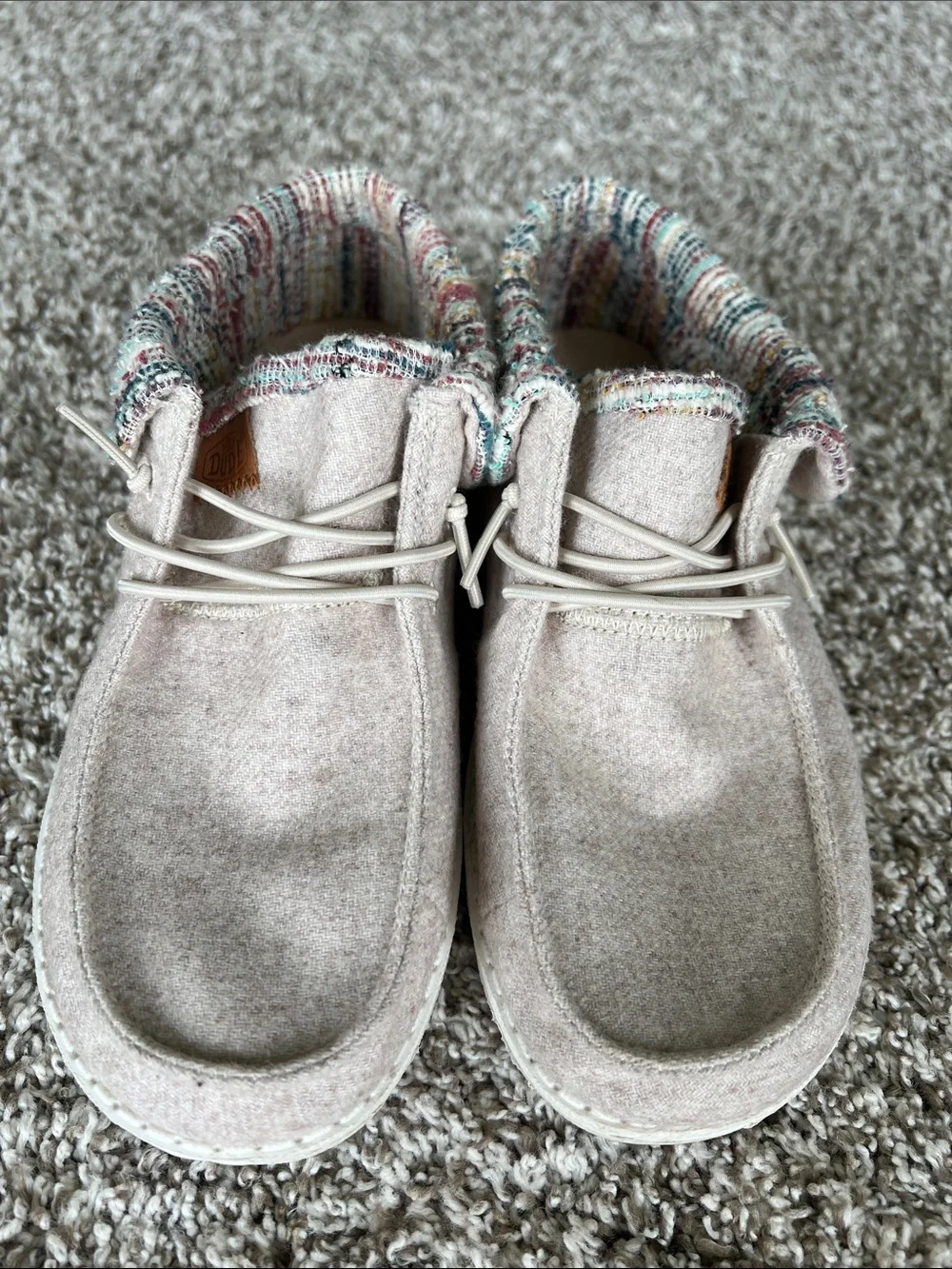 Heydude Kids Wendy Fold Wooly Twill Loafer In Cream/Multi Size 3